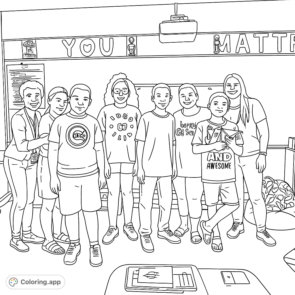 A heartwarming classroom scene featuring students and teachers, celebrating community and the positive message "YOU MATTER." Perfect for all ages.