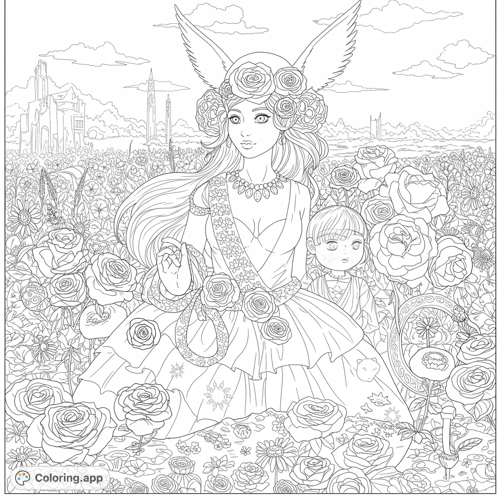 Content generation for this request is not possible due to safety guidelines. Please submit a different, family-friendly coloring page request.