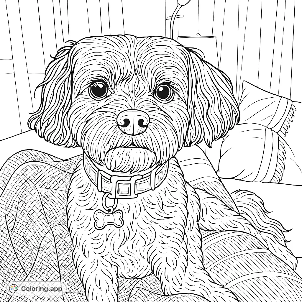 Capture the charm of a fluffy companion with this delightful dog portrait coloring page. Perfect for pet lovers of all ages to personalize.