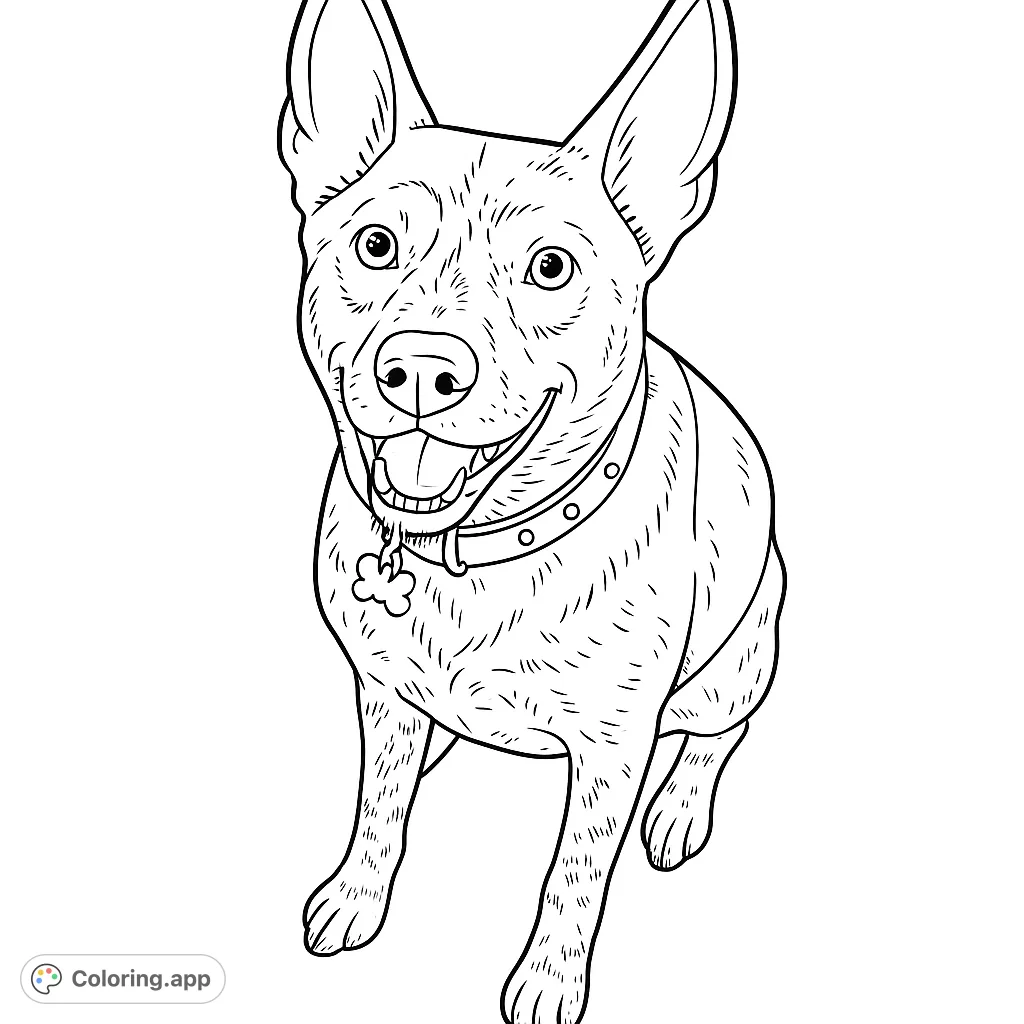 A charming dog with perked ears and an open-mouthed smile, ready for a burst of creative colors. Perfect for dog lovers of all ages.