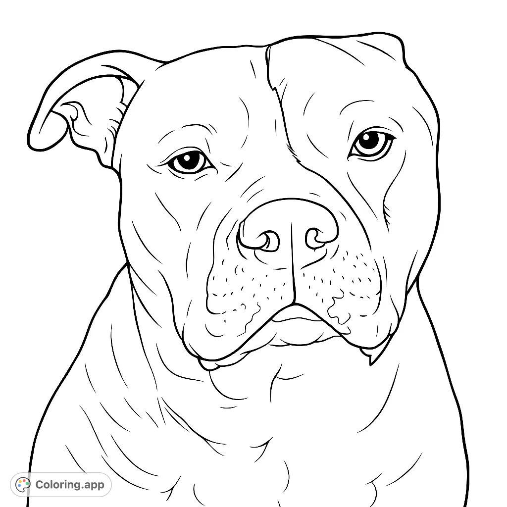 Color a striking dog portrait featuring a loyal canine with distinctive facial markings. Perfect for pet lovers and all skill levels.
