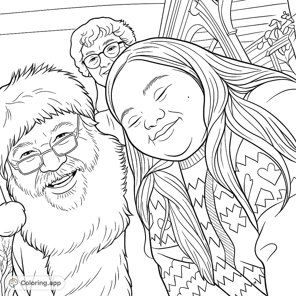 A heartwarming holiday scene featuring Santa, Mrs. Claus, and a joyful child, perfect for spreading festive cheer and creative expression.