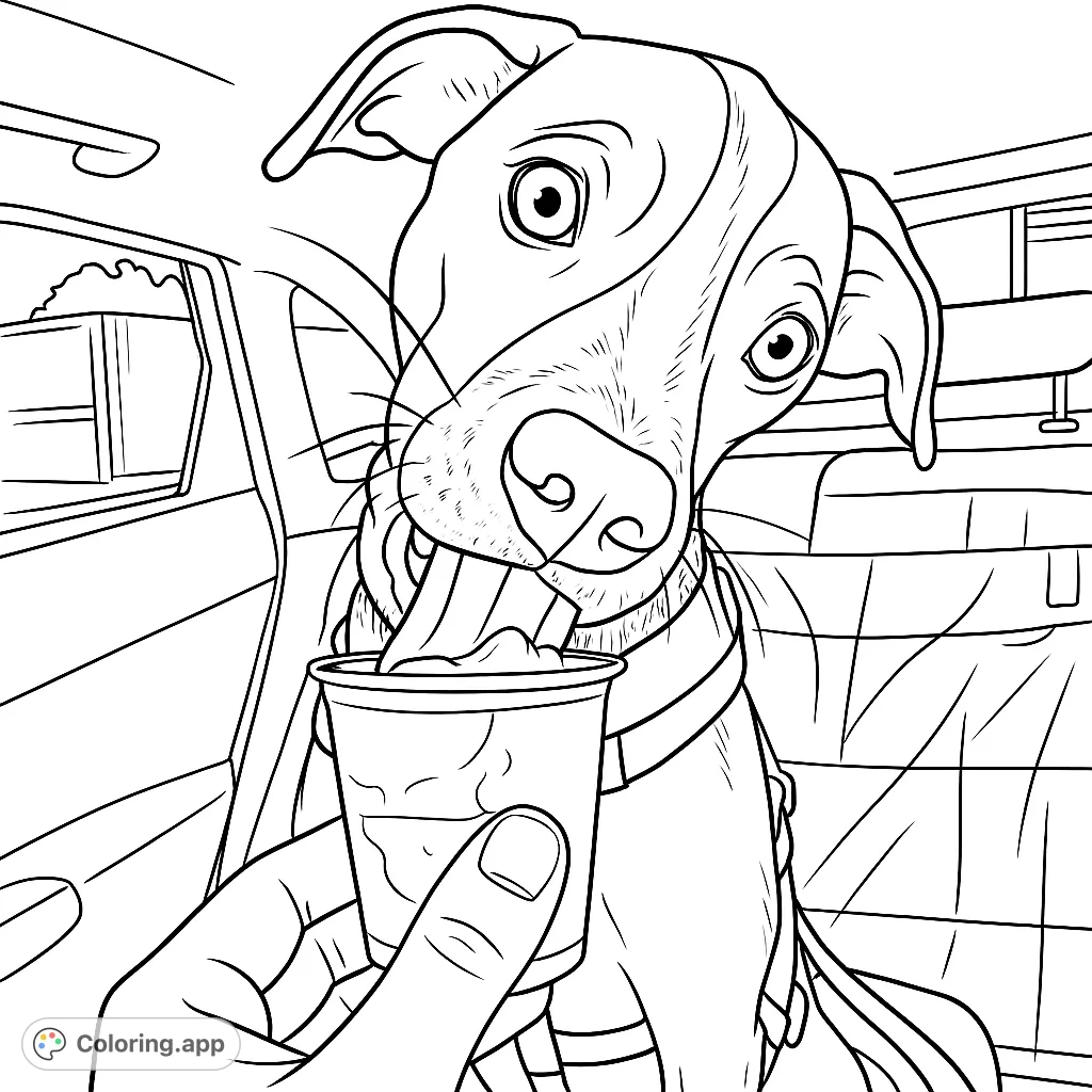 A delightful dog enjoys a special treat from a cup, tongue out in pure happiness. Perfect for dog lovers and a moment of joy.