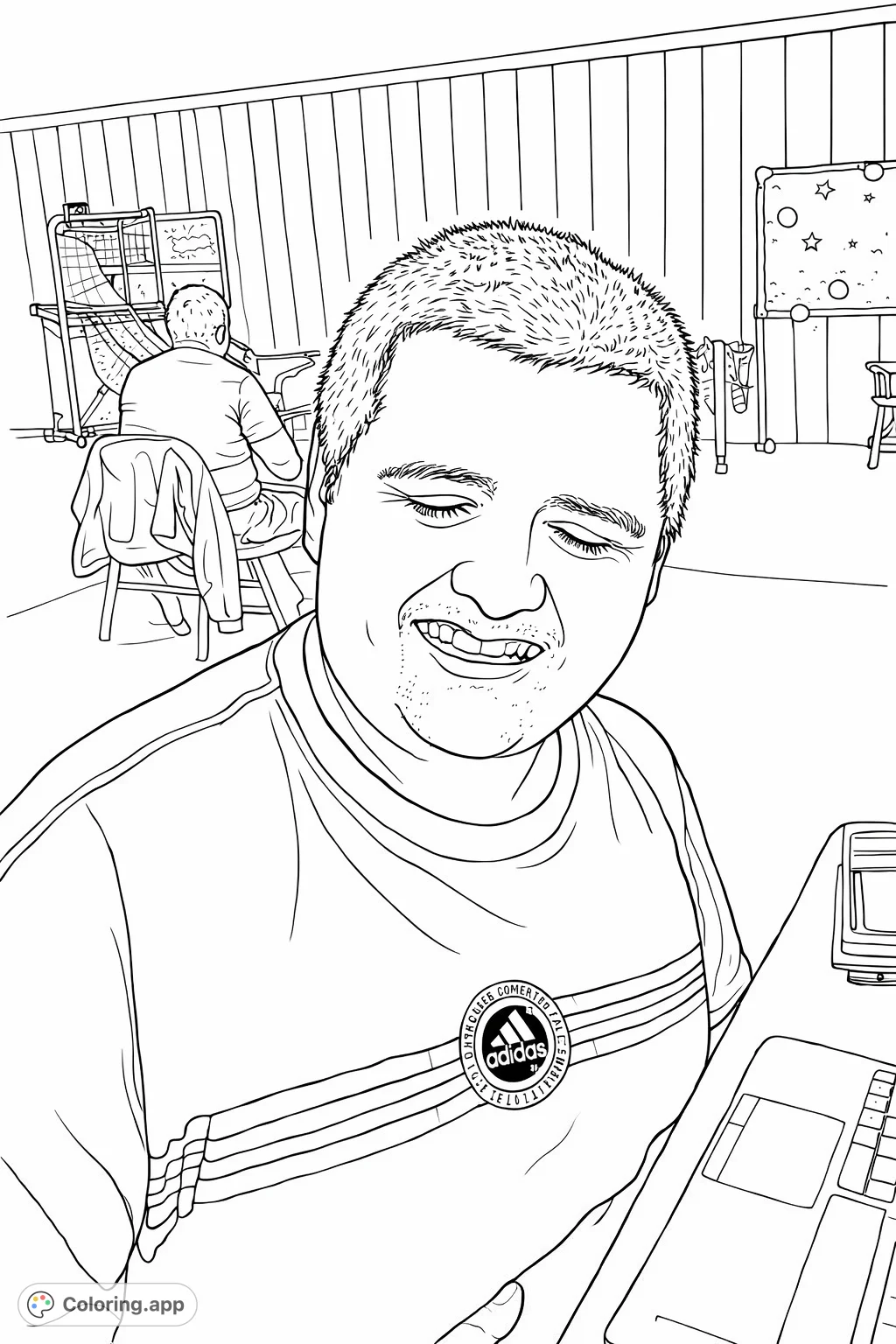 Capture a moment of happiness with this joyful man smiling broadly. A detailed portrait suitable for all ages, perfect for expressing warmth and cheer.