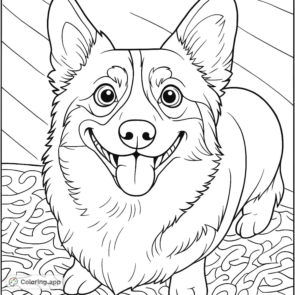 A delightful Corgi dog coloring page, perfect for animal lovers! Capture the joyful expression of this adorable canine with your favorite shades.