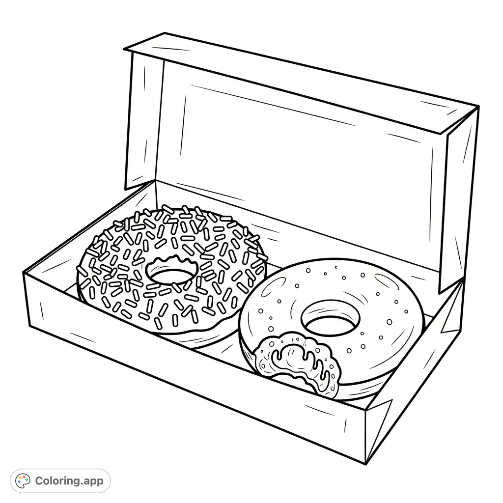 An open donut box reveals two tempting treats: one classic donut with sprinkles, and another with a bite taken out, showing a wobbly Jell-O filling.