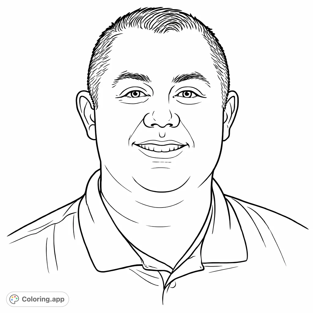 A friendly portrait of a man, perfect for personalizing with your favorite shades. Enjoy coloring this engaging and versatile figure coloring page.