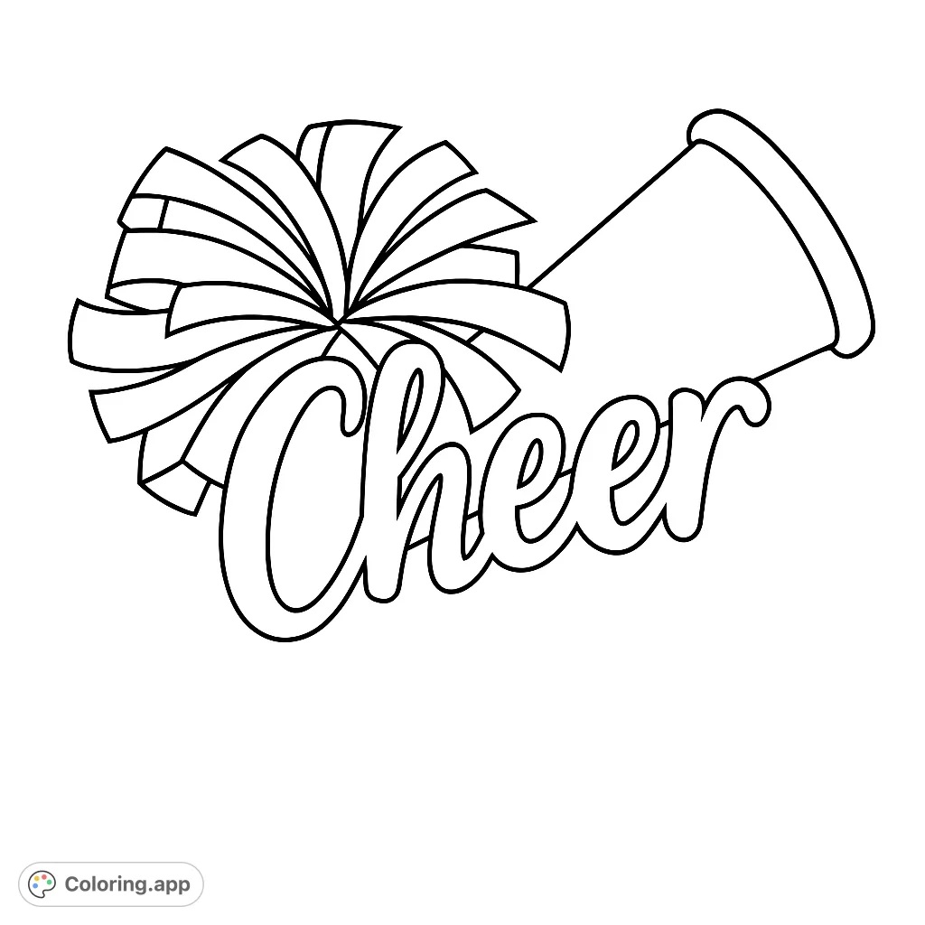 A vibrant cheer spirit design featuring a fluffy pom-pom, a megaphone, and the word 'Cheer'. Perfect for celebrating team spirit and enthusiasm.