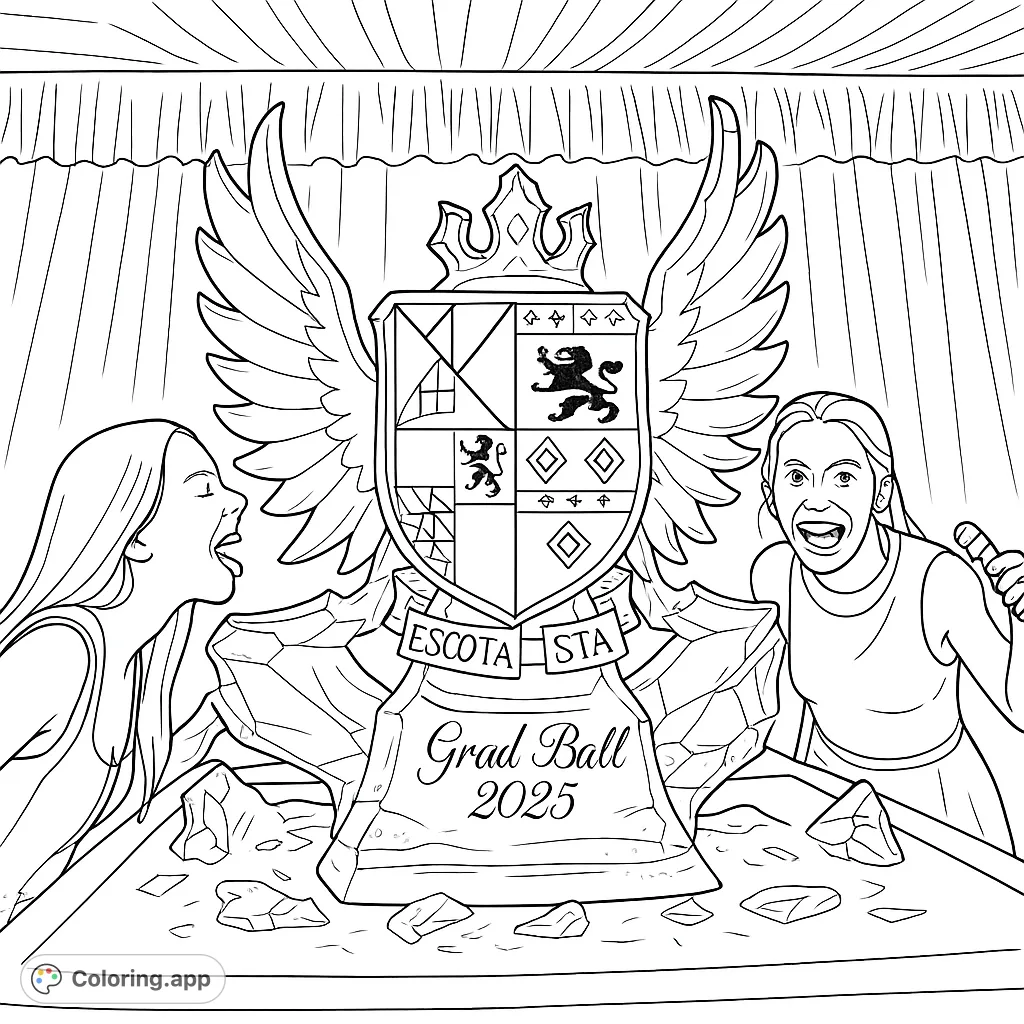 Celebrate a special event with this detailed crest ice sculpture, flanked by two joyful figures. Perfect for adding your own vibrant touch to a memorable scene.