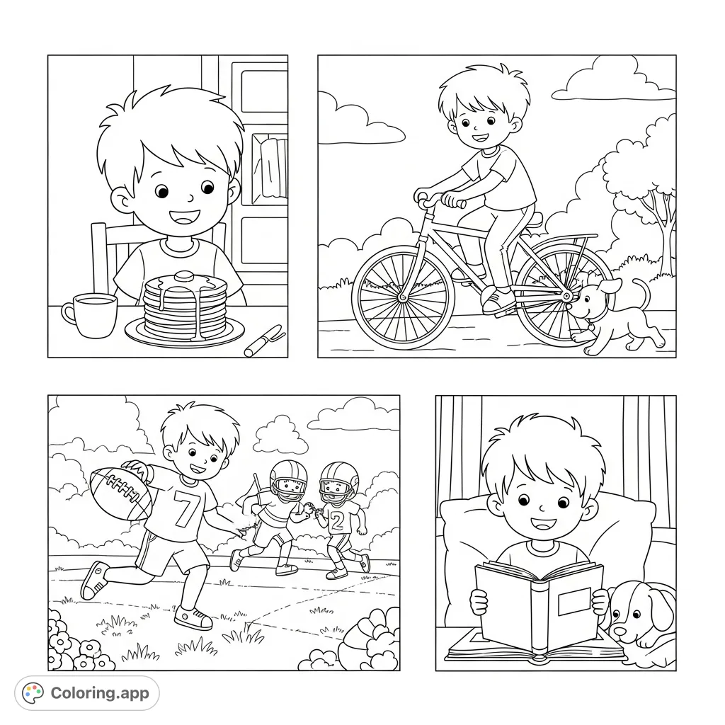 Daily Routine Coloring Pages - Coloring.app