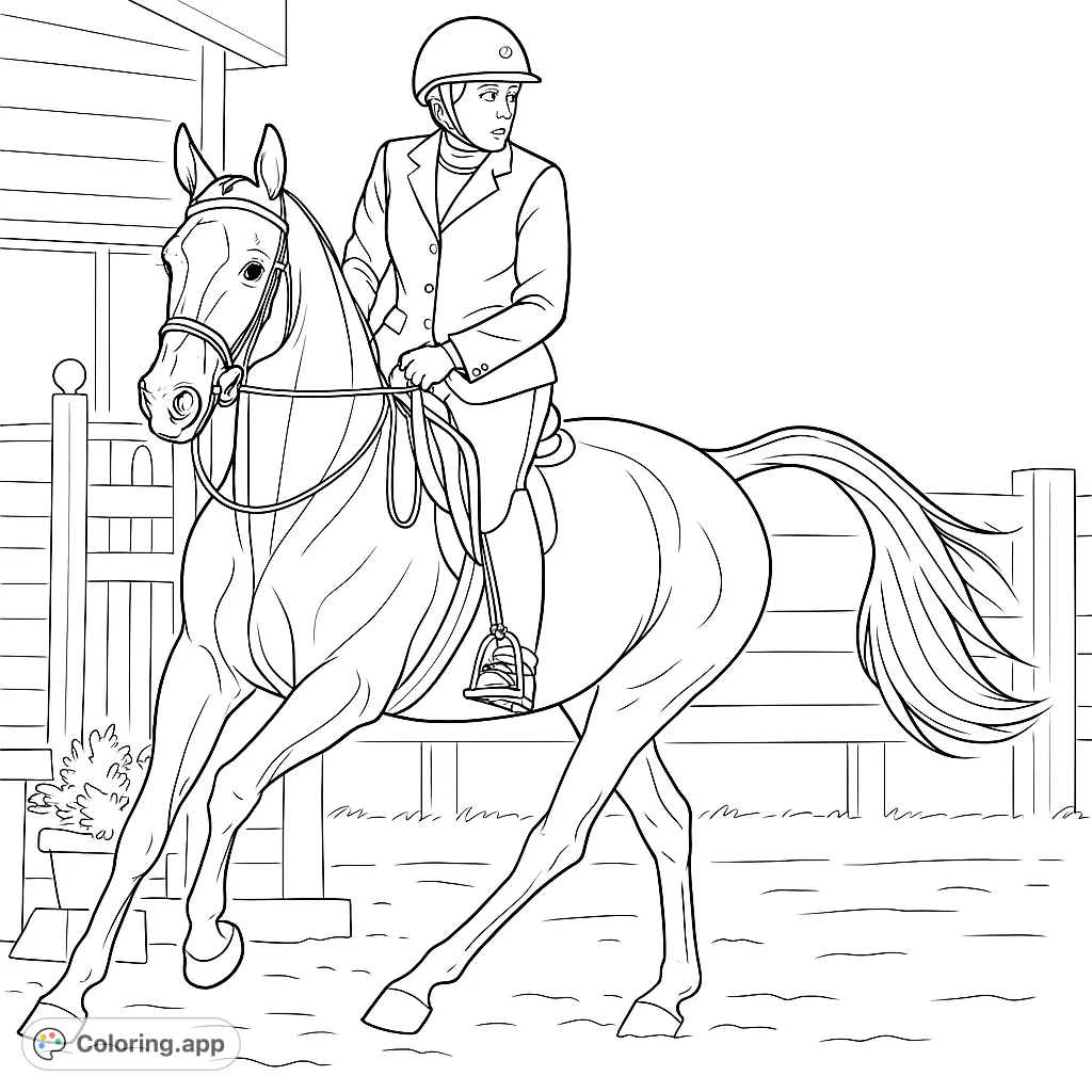 Equestrian Horse and Rider - Coloring.app