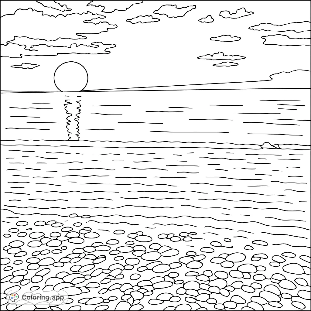 Sunset Beach Reflection Online Coloring Tool Coloring app sunset-beach-reflection-online-coloring-tool-coloring-app