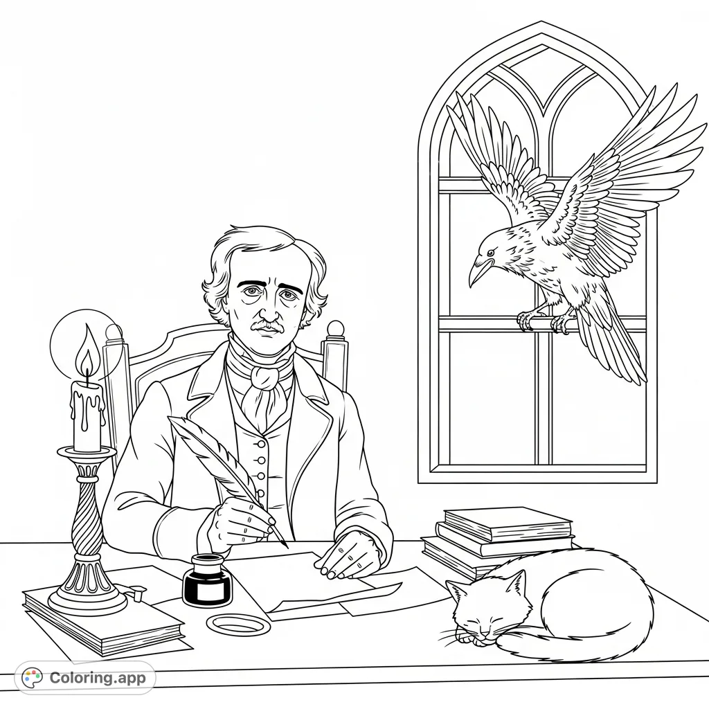Poe's Midnight Study - Coloring.app