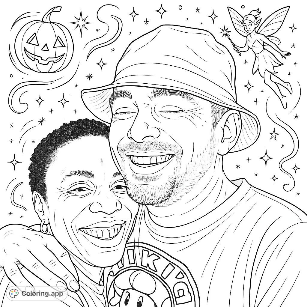 Capture a moment of pure joy with this realistic couple's portrait. Perfect for expressing love and connection, featuring a man in a hat and a smiling woman.