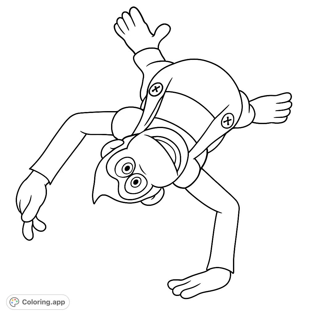 An energetic cartoon monkey character performs a dynamic handstand, perfect for a fun and engaging coloring experience for all ages.