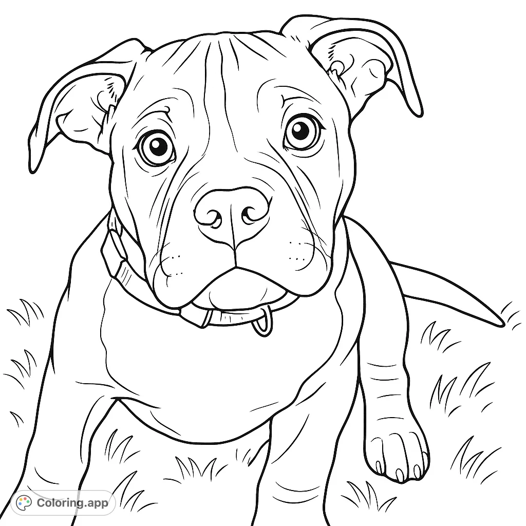 Capture the charm of a sweet puppy with this delightful coloring page. Features an expressive face, floppy ears, and a unique chest marking.