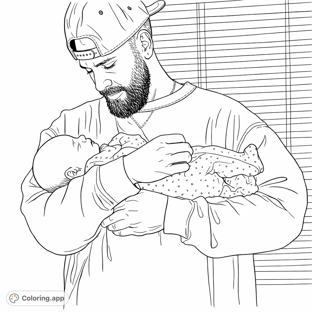 A heartwarming scene of a father tenderly holding his newborn baby, capturing a precious moment of love and connection.