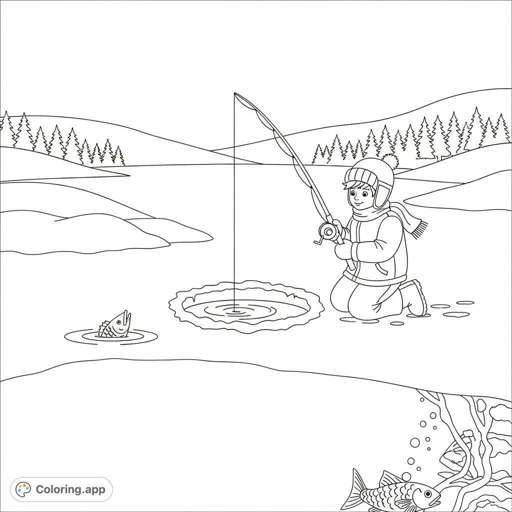 Ice-Fishing Coloring Pages - Coloring.app