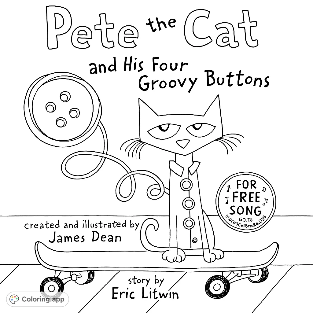 pete the cat and buttons - coloring.app
