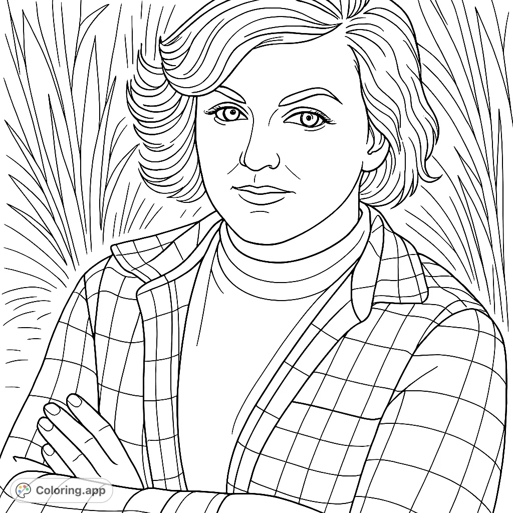 Capture the essence of a confident woman in a plaid shirt, set against a natural backdrop. A stylish portrait ready for your creative touch.