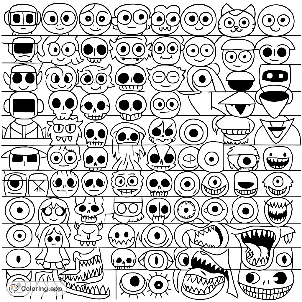 Abstract Creature Grid - Coloring.app