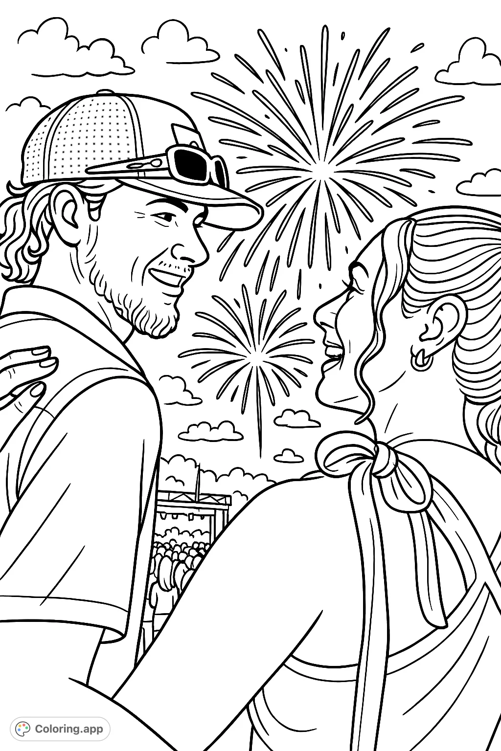 Romantic Fireworks Celebration Coloring app Romantic Fireworks Celebration Coloring app