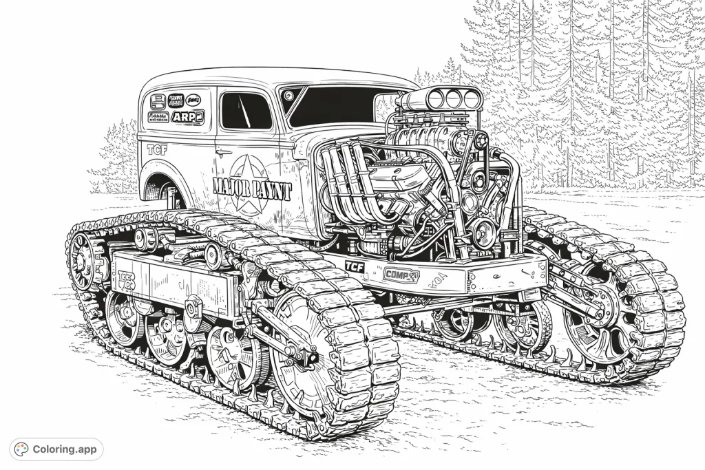 Tracked Rat Rod Machine - Coloring.app