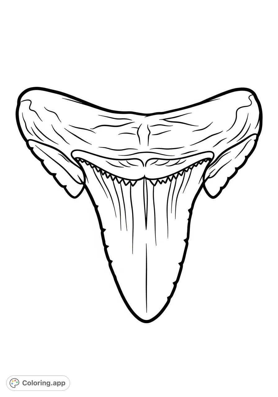 Discover a striking great hammerhead tooth coloring page. Its bold stencil outline and serrated edges offer a unique and engaging coloring experience.