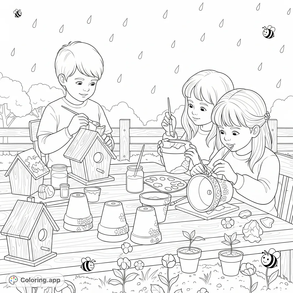 Spring Decor To Color Spring Decorating Fun Coloring Page - Coloring.app