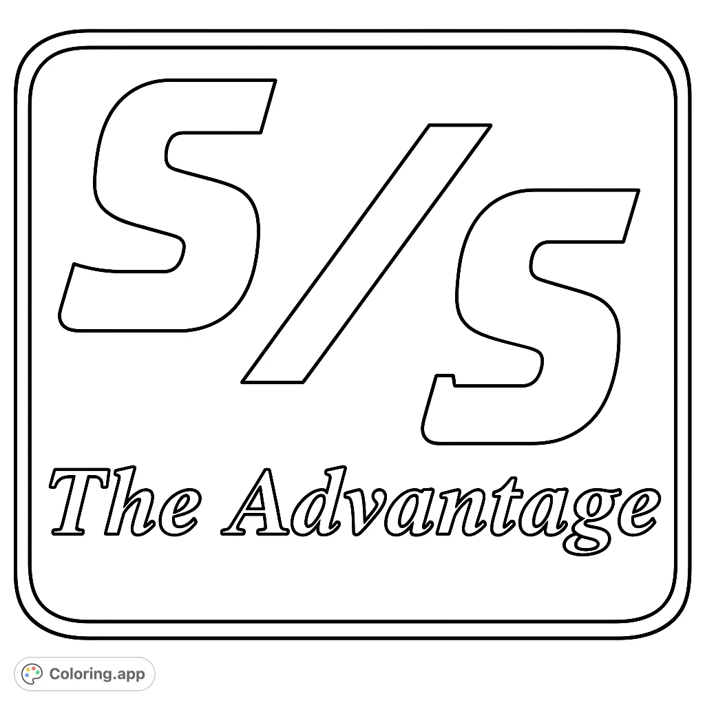 Color a bold S/S logo with 'The Advantage' text, set within a sleek, rounded frame. Perfect for personalizing a modern, graphic design.