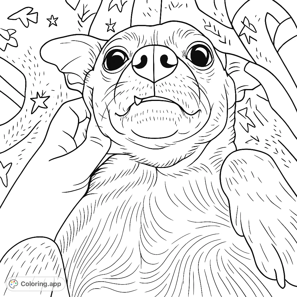 A charming small dog lies on its back, enjoying a gentle belly rub, with a playful expression and visible teeth. Perfect for dog lovers.