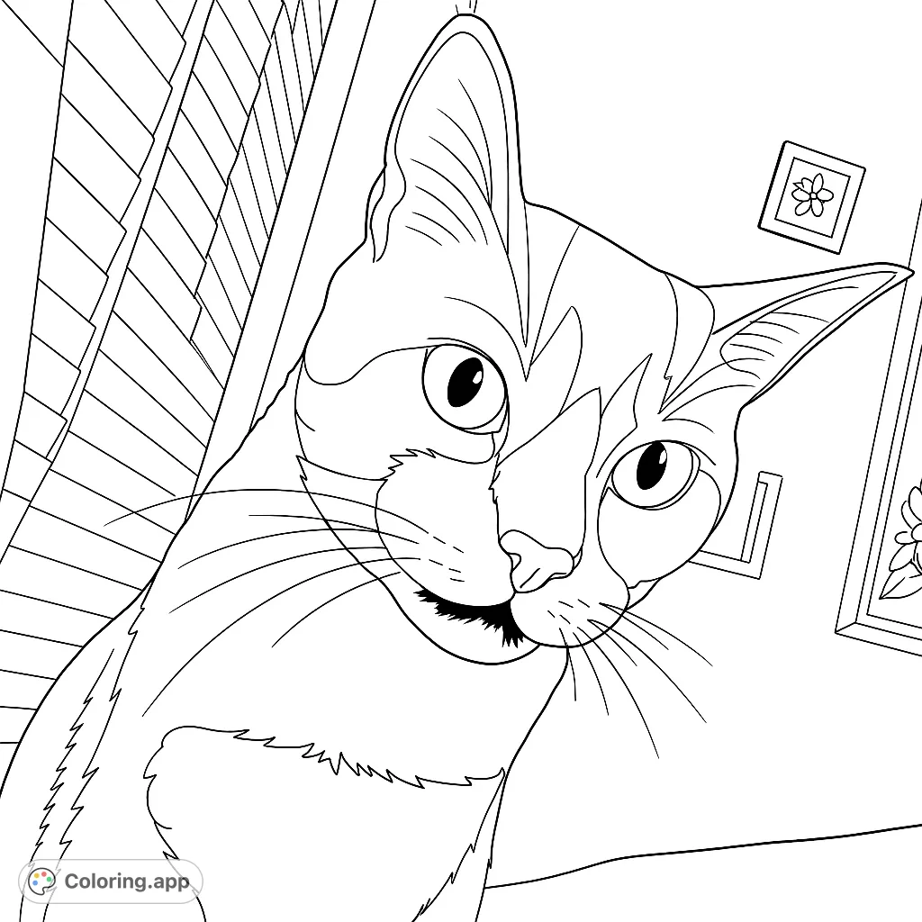 Curious Cat Portrait - Coloring.app