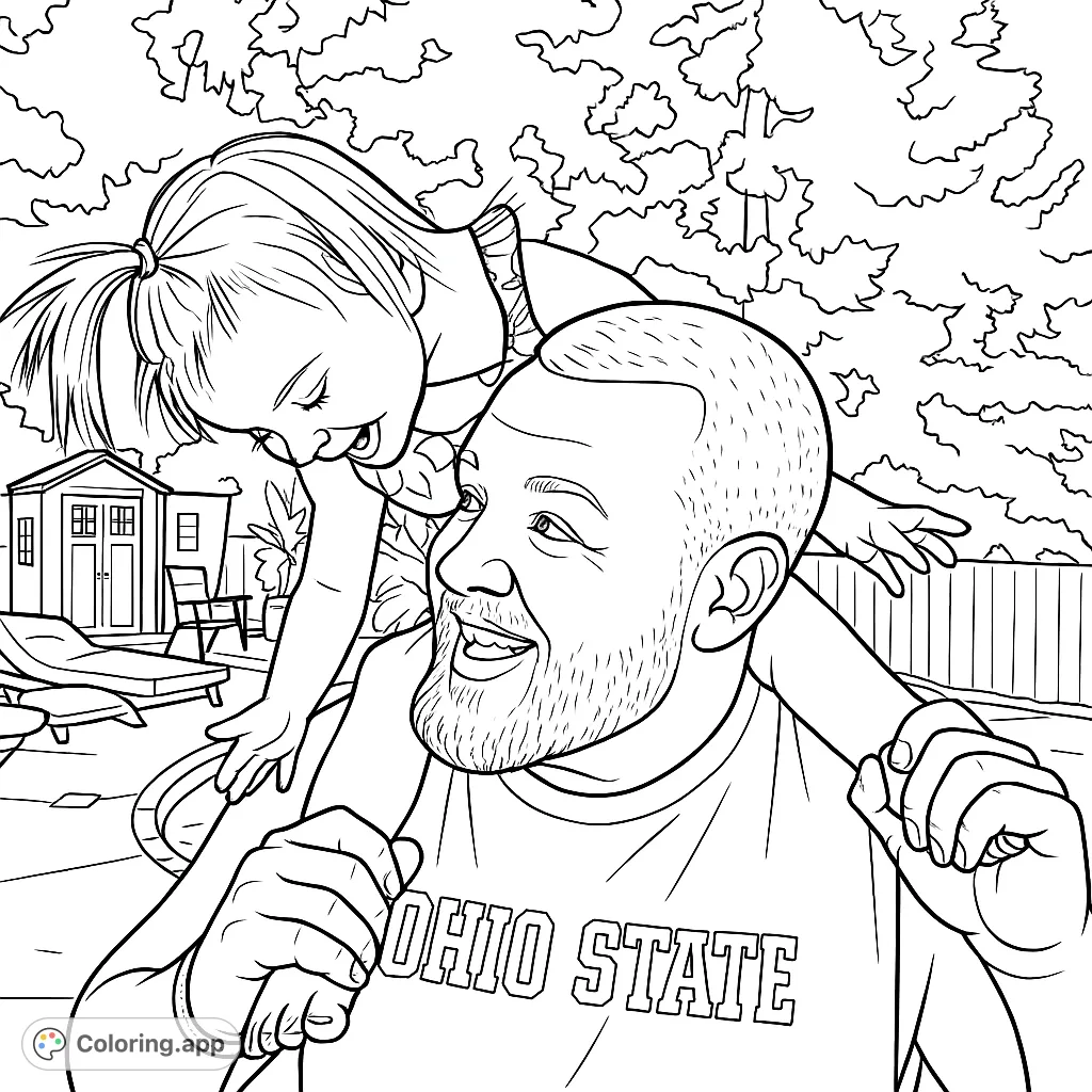 Capture a heartwarming moment of a father giving his child a joyful shoulder ride outdoors. A delightful scene of family fun and connection.