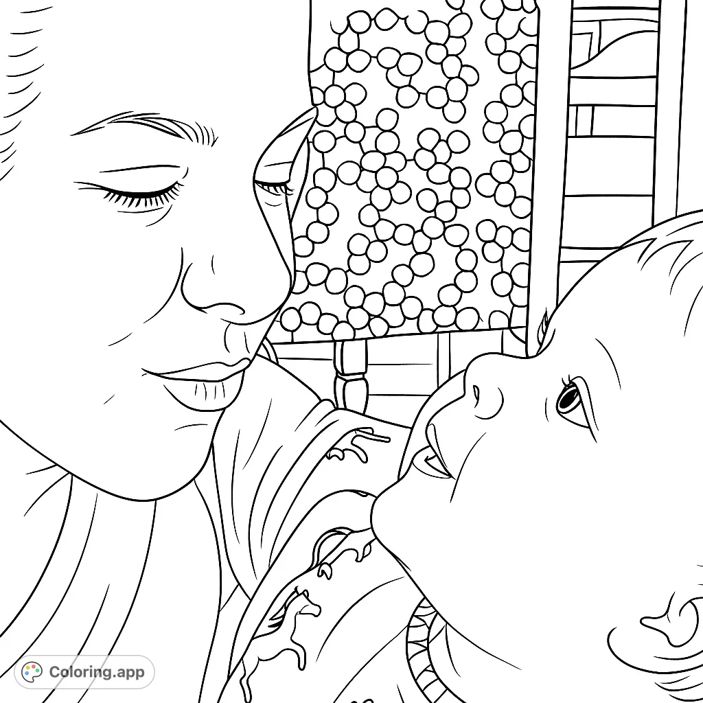 Capture a heartwarming moment between a mother and her baby. This tender scene is perfect for expressing love and connection through your creative touch.