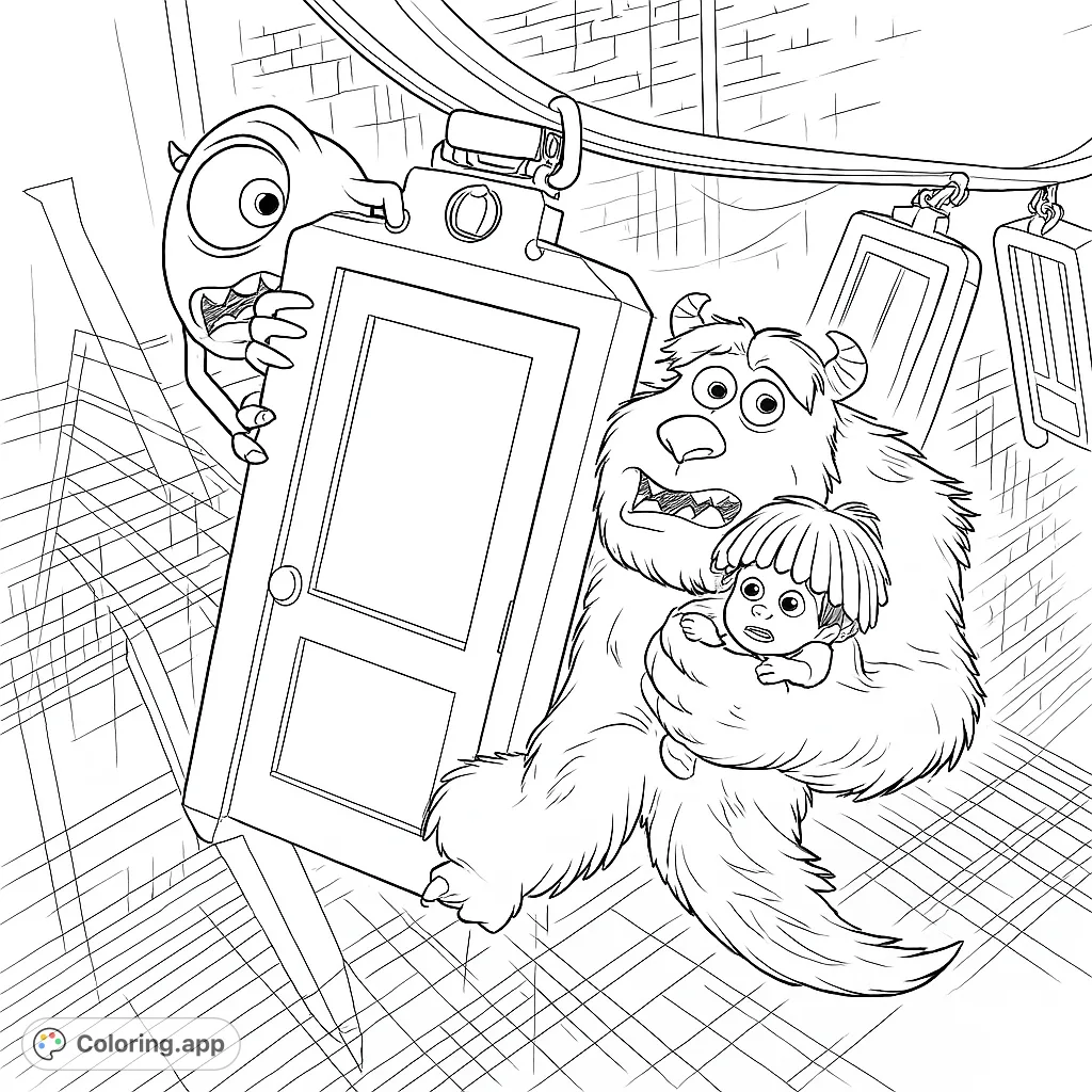 monsters inc. door chase - coloring.app