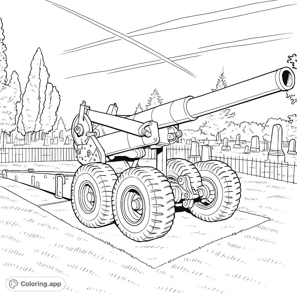Historic Military Howitzer Display - Coloring.app
