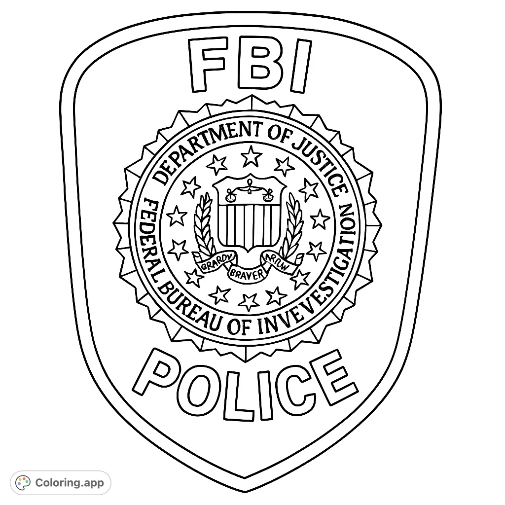 FBI Police Emblem Badge - Coloring.app