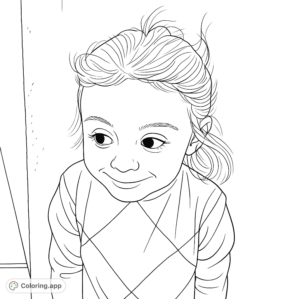 A cheerful child in a hero-inspired suit, ready for adventure. This fun coloring page features a smiling face and a distinctive diamond pattern.