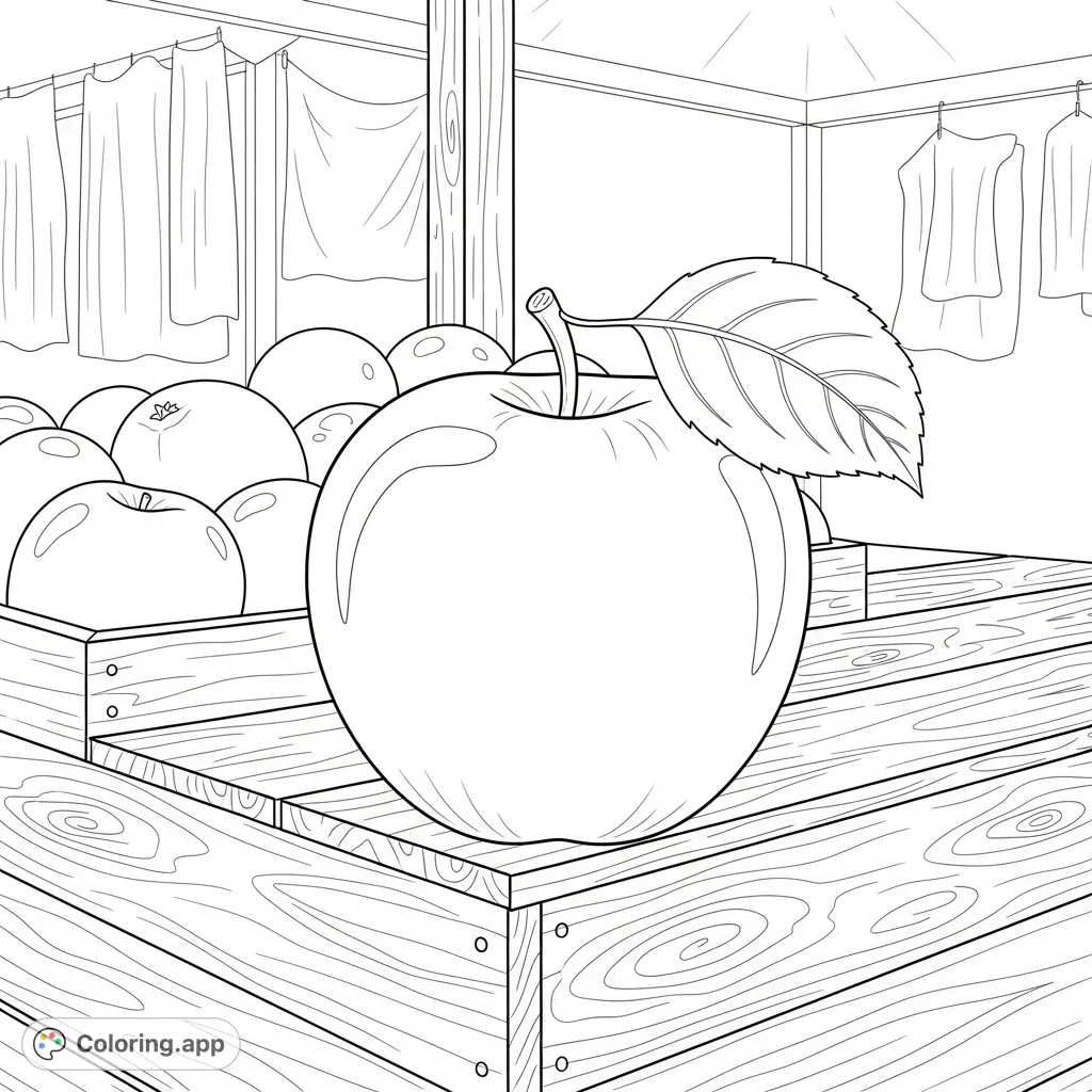 A delightful apple from Pike Place Market, ready for your creative touch. Explore the textures of the fruit and the bustling market background.