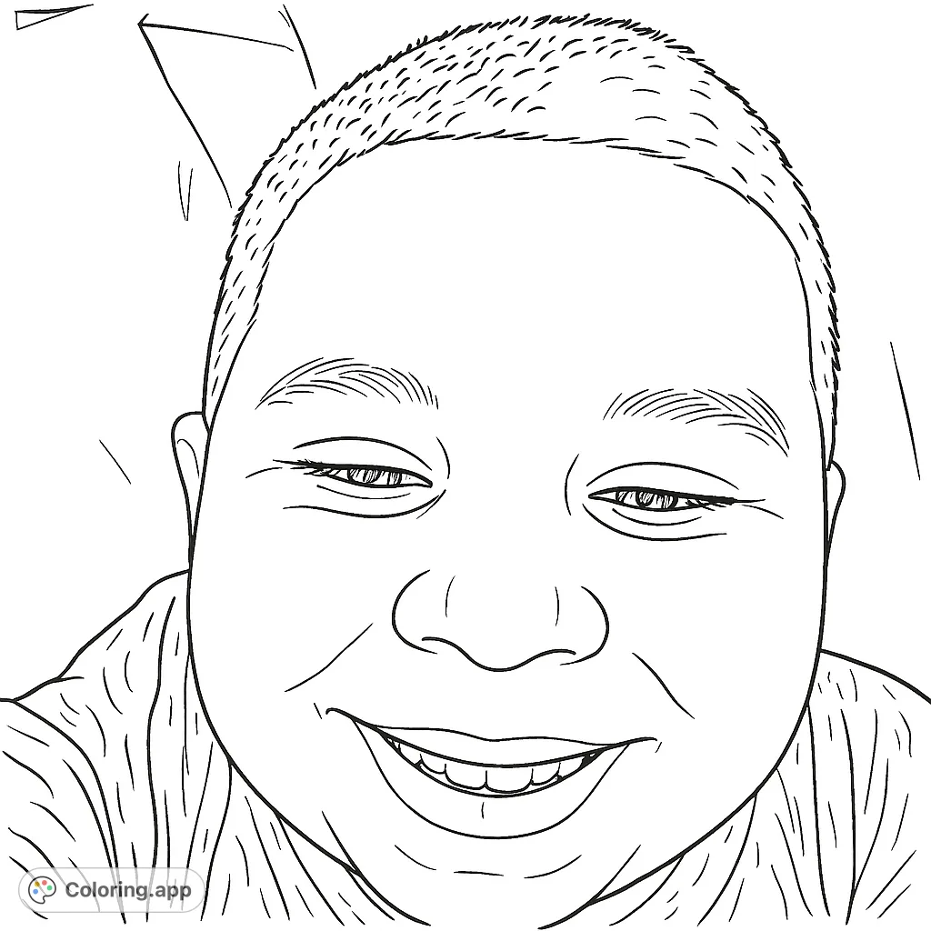 A cheerful close-up portrait of a smiling person, perfect for adding your own vibrant expressions and details. A happy face coloring page.
