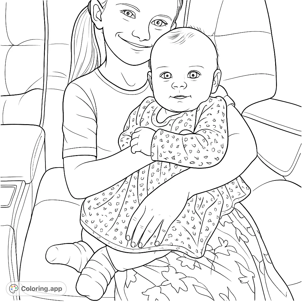 A heartwarming scene of an older child gently holding a baby, both smiling. Perfect for celebrating family bonds and tender moments.