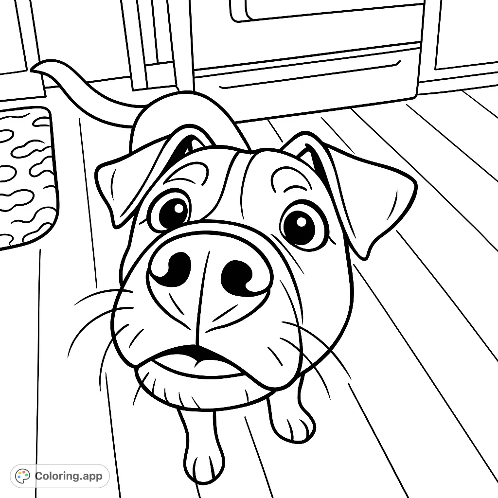 Capture the heartwarming charm of a curious dog's expressive face and big eyes in this delightful coloring page, perfect for all animal lovers!