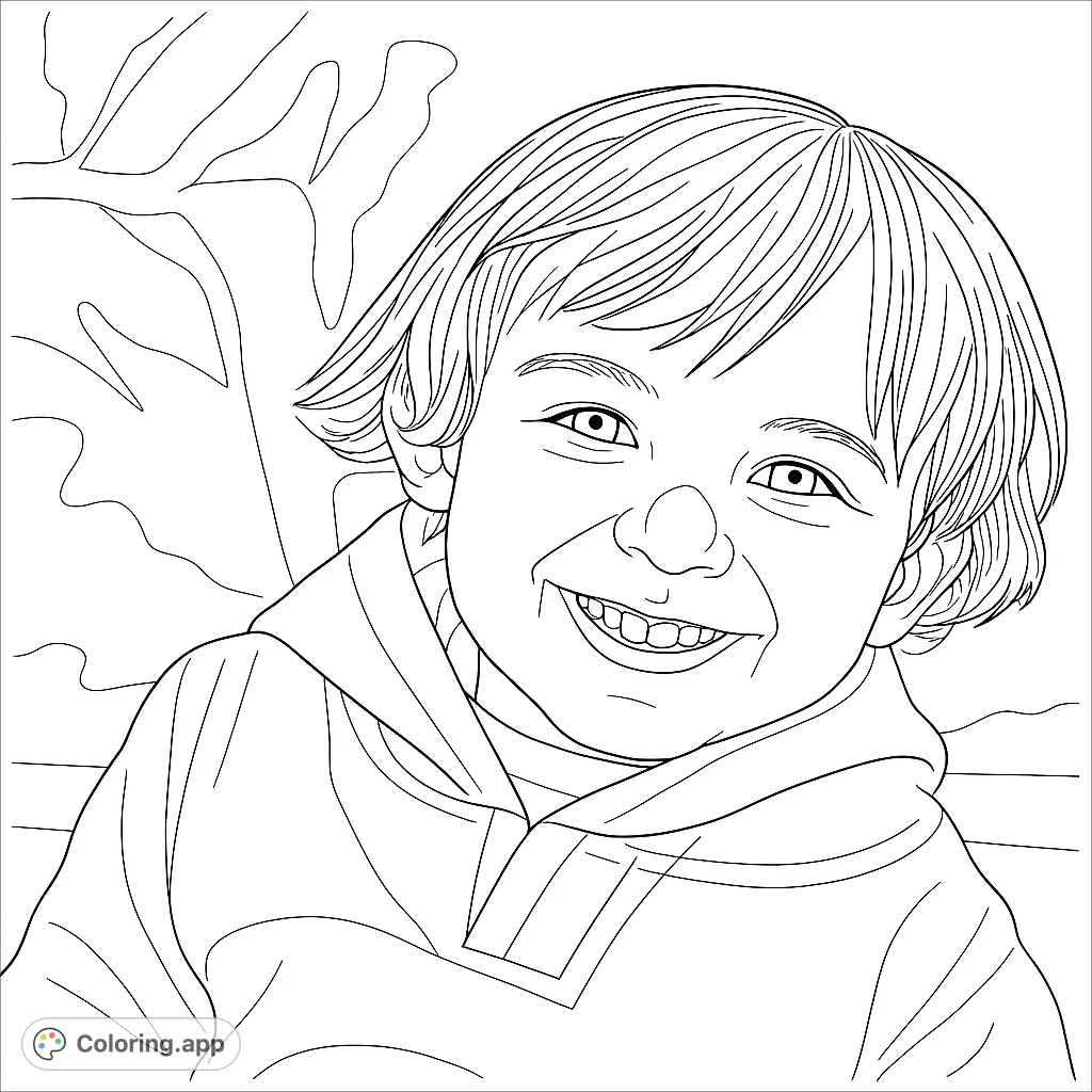 Capture the pure joy of a smiling child in this delightful coloring page. Perfect for all ages to bring a cheerful face to life.