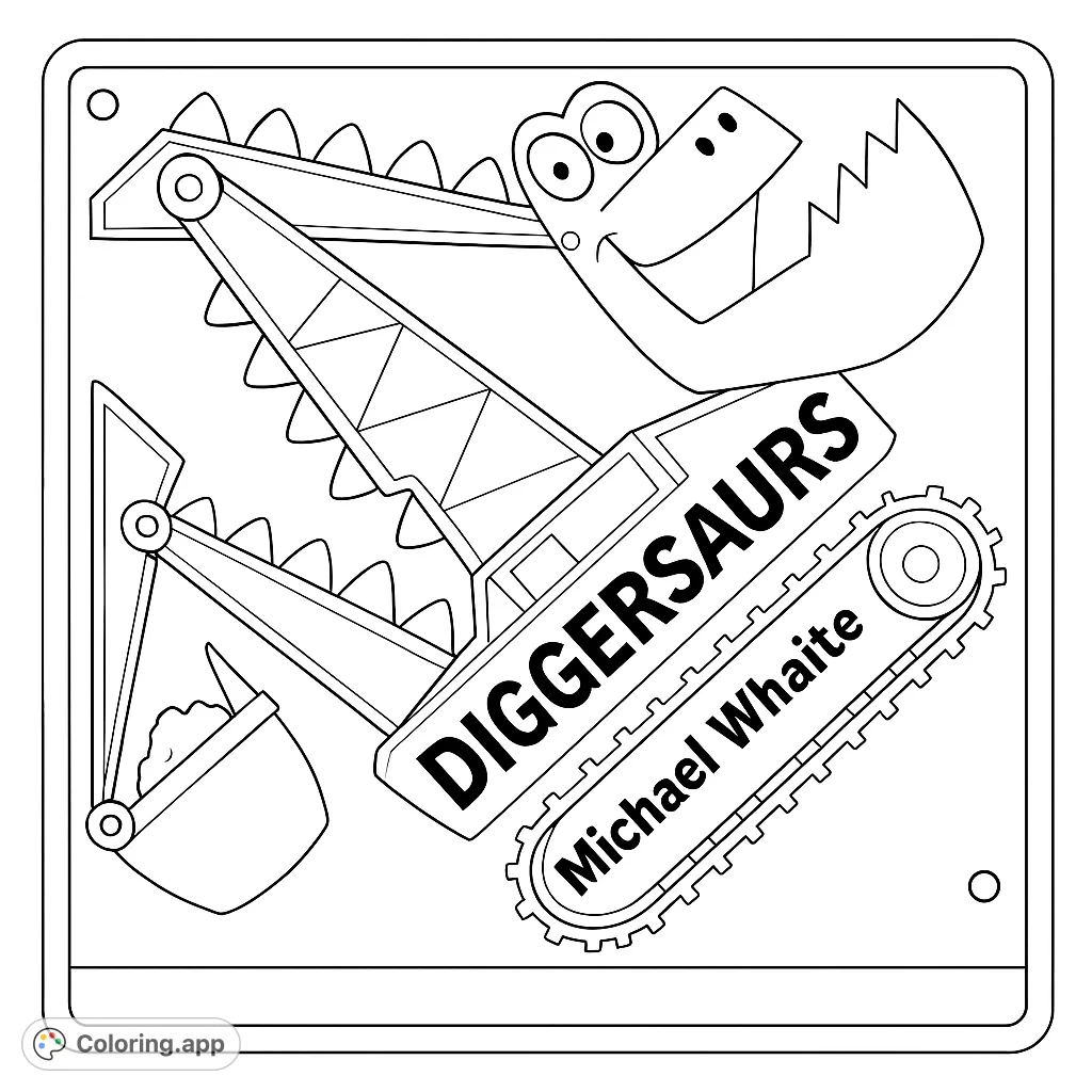 A playful Diggersaurs construction machine, part dinosaur, part excavator, ready for a digging adventure. Perfect for kids who love vehicles and prehistoric creatures.