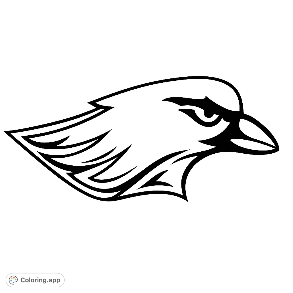 A powerful, stylized bird head with a sharp beak and intense eye, featuring dynamic feather patterns. Perfect for animal and mascot enthusiasts.
