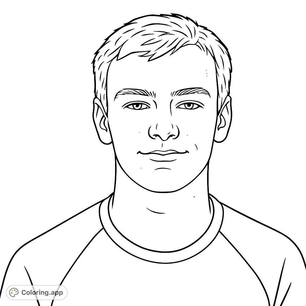 A detailed portrait of a young man with a calm expression, perfect for practicing realistic shading and capturing human features.