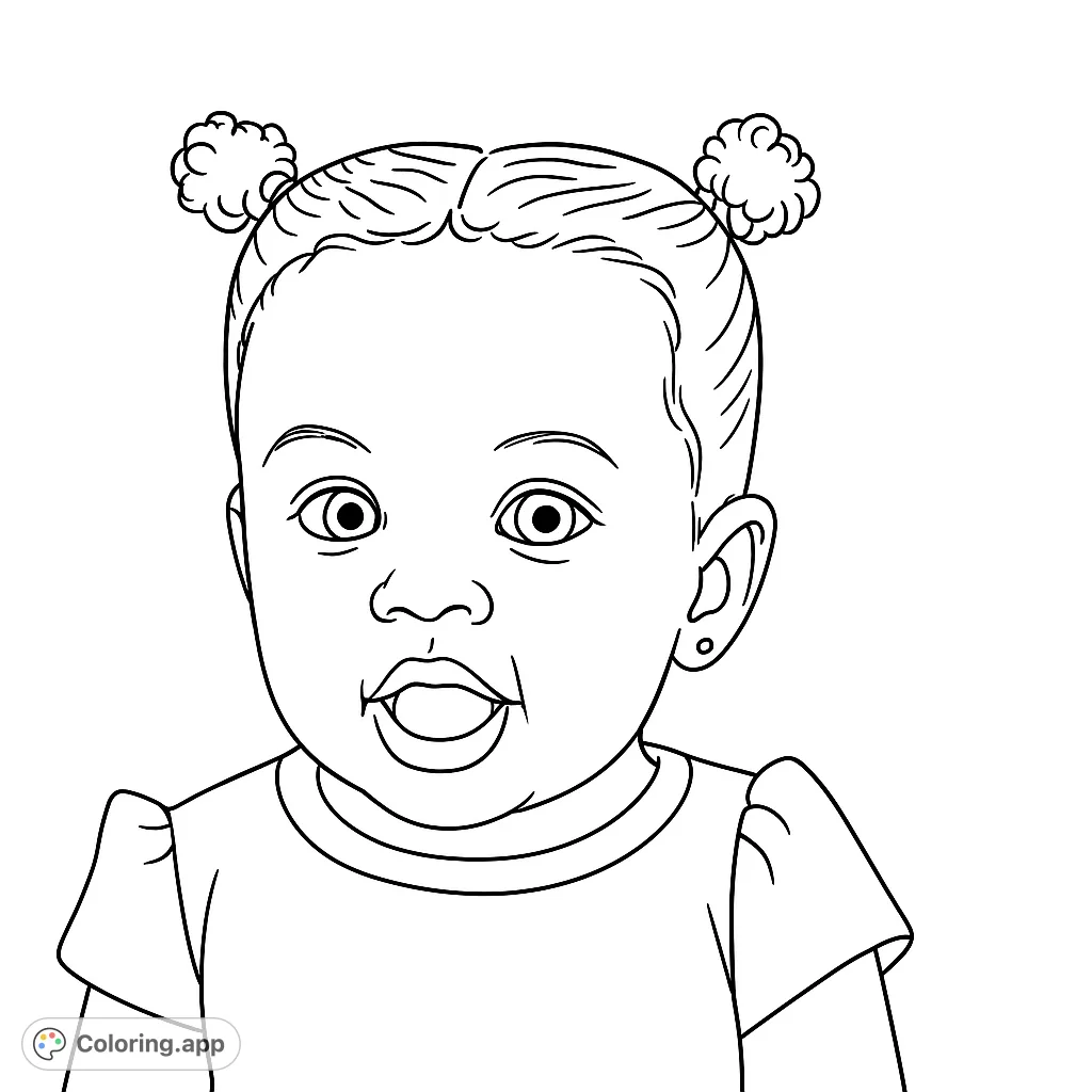 Capture the innocence of a joyful baby with this charming portrait coloring page. Perfect for all ages to personalize and cherish.