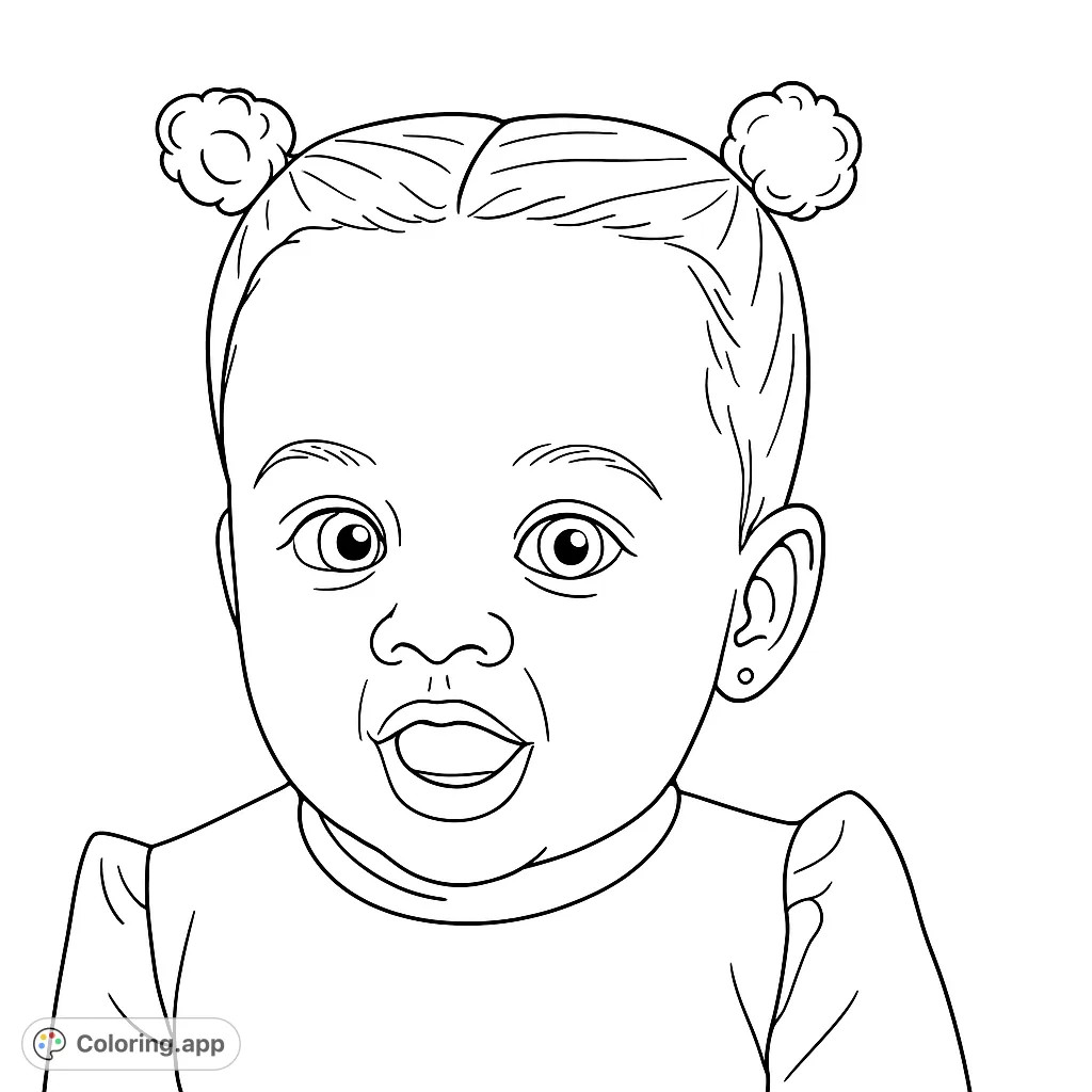 Capture the innocence of a sweet baby with this delightful portrait coloring page. Perfect for all ages to enjoy and personalize.