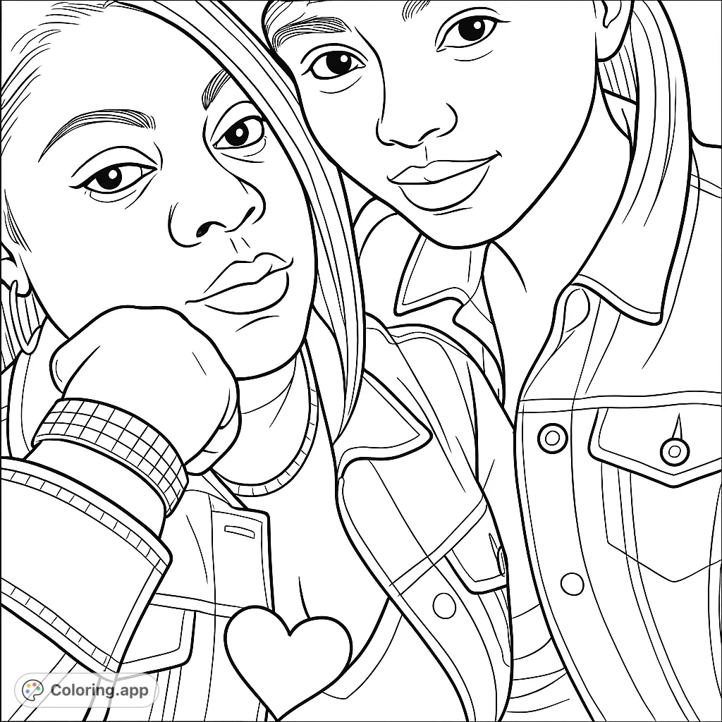 A heartwarming portrait of two individuals in a casual, close-up pose, perfect for personalizing with your favorite shades.