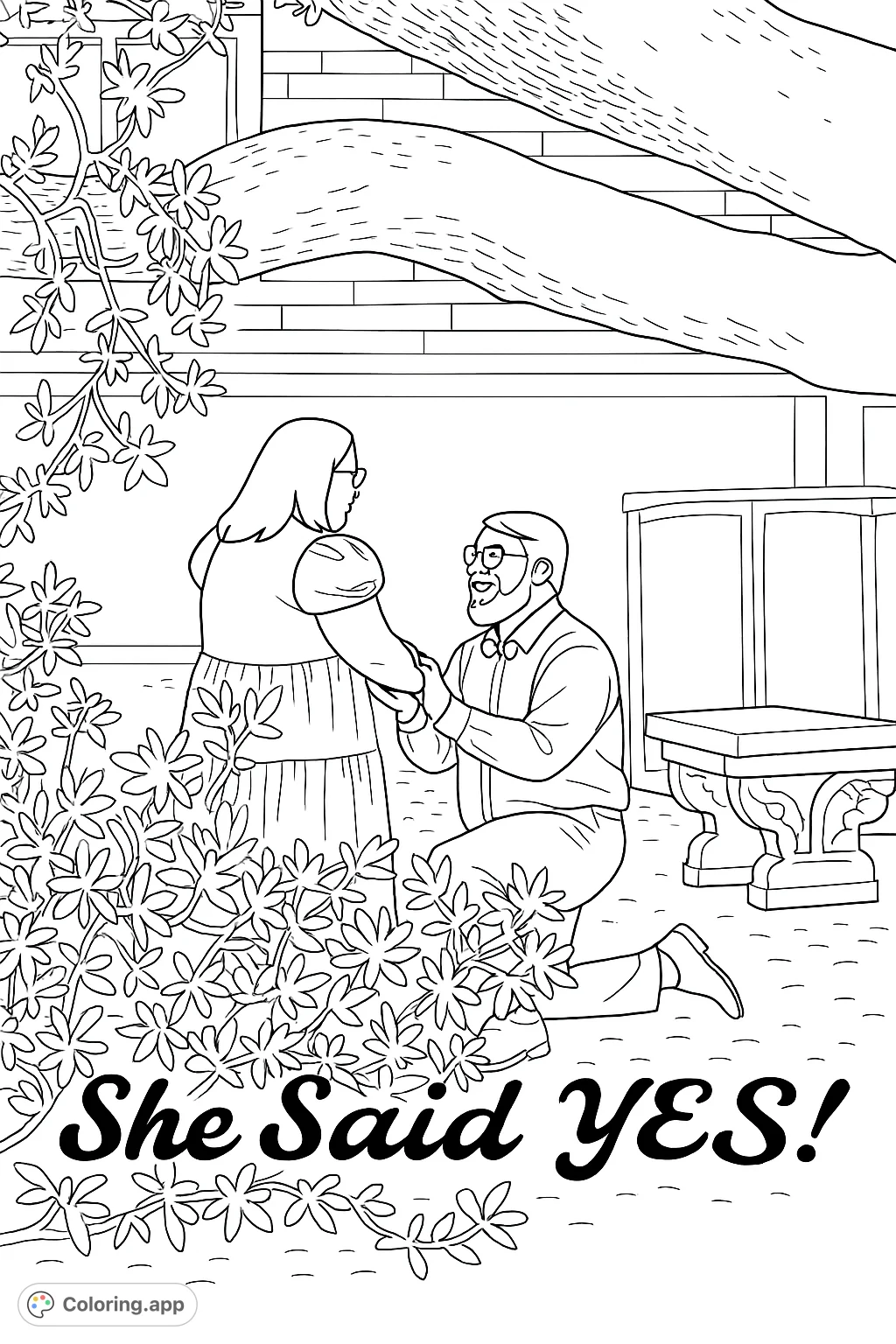 A heartwarming proposal scene under a grand tree, capturing a moment of joy and commitment. Perfect for celebrating love and new beginnings.